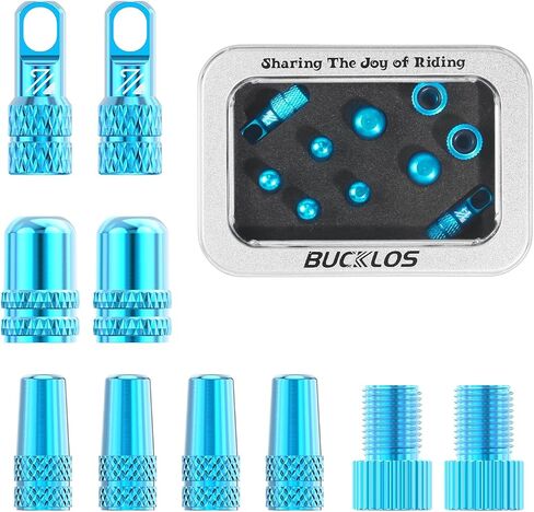 BUCKLOS Bike Tire Valve Stem Cap Set, Presta Valve and Schrader Valve Caps, Valve Cap with Valve Core Removing Function, Presta Valve Adapter, 10Pcs Fit Mountain Bike, Road Bikes in Saudi Arabia