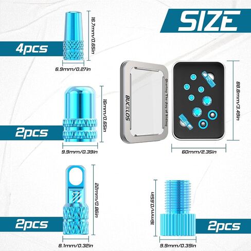 BUCKLOS Bike Tire Valve Stem Cap Set, Presta Valve and Schrader Valve Caps, Valve Cap with Valve Core Removing Function, Presta Valve Adapter, 10Pcs Fit Mountain Bike, Road Bikes in Saudi Arabia