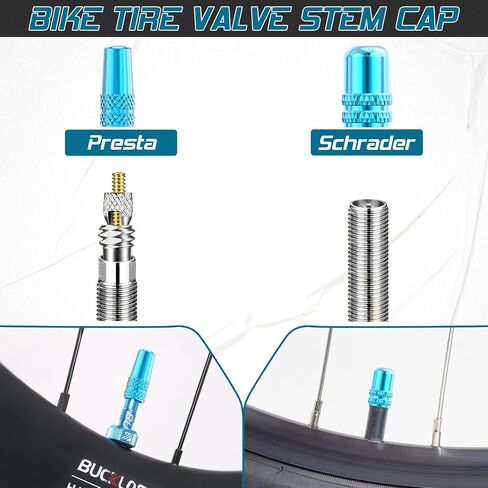 BUCKLOS Bike Tire Valve Stem Cap Set, Presta Valve and Schrader Valve Caps, Valve Cap with Valve Core Removing Function, Presta Valve Adapter, 10Pcs Fit Mountain Bike, Road Bikes in Saudi Arabia
