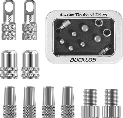 BUCKLOS Bike Tire Valve Stem Cap Set, Presta Valve and Schrader Valve Caps, Valve Cap with Valve Core Removing Function, Presta Valve Adapter, 10Pcs Fit Mountain Bike, Road Bikes in Saudi Arabia