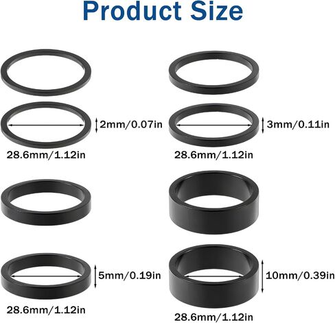 8 PCS Bicycle Headset Spacer, 4 Sizes Aluminum Alloy Headset Stem Spacer, Bike Stem Spacers Fit 1-1/8 Inch Stem Mountain Bike Road Bikes Handlebar (10mm 5mm 3mm 2mm) in Saudi Arabia