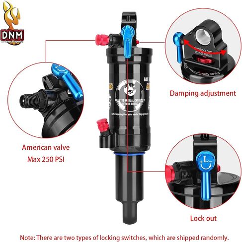 DNM AOY-36RC Mtb Rear Shock Bike Air Rear Shock Rebound/Lock Out- Adjustable Air Pressure 165/190/210mm bike rear shocks (190 * 50mm) in Kuwait