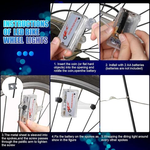 Woanger 3 Pcs LED Bike Lights for Night Riding Bicycle Frame and Wheel Lights Battery Powered Bike Accessories Gifts for Adults Riding at Night in Saudi Arabia