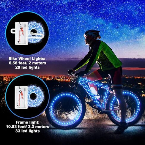 Woanger 3 Pcs LED Bike Lights for Night Riding Bicycle Frame and Wheel Lights Battery Powered Bike Accessories Gifts for Adults Riding at Night in Saudi Arabia