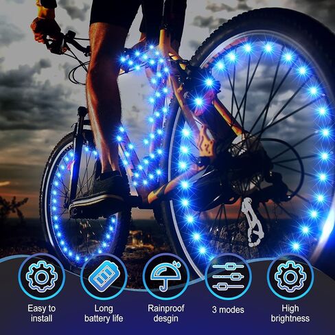 Woanger 3 Pcs LED Bike Lights for Night Riding Bicycle Frame and Wheel Lights Battery Powered Bike Accessories Gifts for Adults Riding at Night in Saudi Arabia