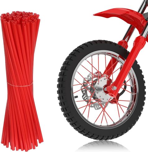 72Pcs Universal Spoke Covers for Motorcycle Bicycle, 2.9Inch Bike Spoke for Riding, Durable Plastic Bike Wheel Reflector Tube Spokes Skins, Wheel Decoration for Off-road Bikes, Wheelchair (Red) in Kuwait
