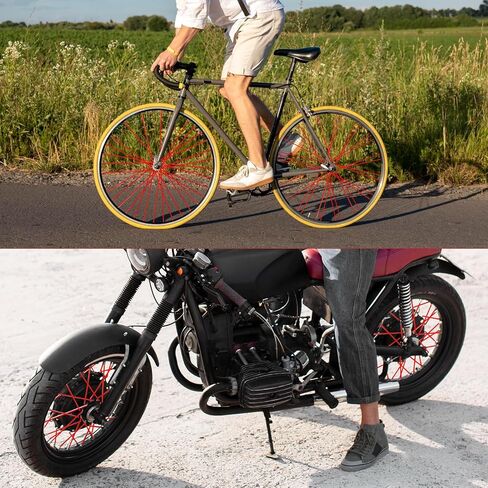 72Pcs Universal Spoke Covers for Motorcycle Bicycle, 2.9Inch Bike Spoke for Riding, Durable Plastic Bike Wheel Reflector Tube Spokes Skins, Wheel Decoration for Off-road Bikes, Wheelchair (Red) in Kuwait