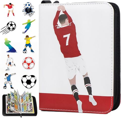Baseball Card Binder,4-Pocket Cards Holder,Trading Card Binder Fits 400 Cards with Zipper, Card Holder Collector for Standard Size Card with 50 Removable Sleeves in Kuwait