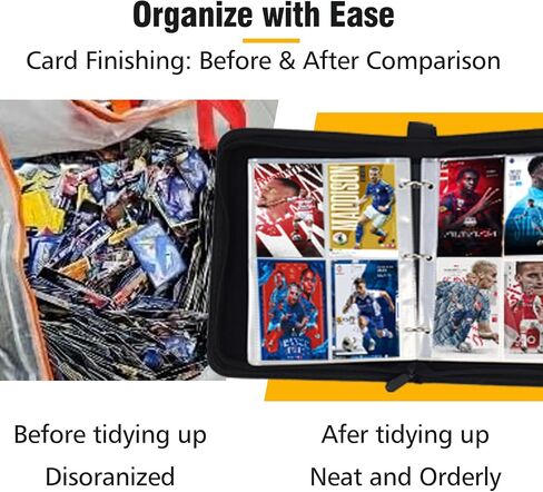 Baseball Card Binder,4-Pocket Cards Holder,Trading Card Binder Fits 400 Cards with Zipper, Card Holder Collector for Standard Size Card with 50 Removable Sleeves in Kuwait