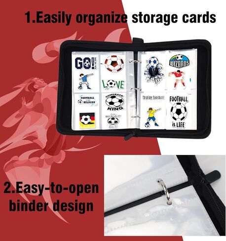 Baseball Card Binder,4-Pocket Cards Holder,Trading Card Binder Fits 400 Cards with Zipper, Card Holder Collector for Standard Size Card with 50 Removable Sleeves in Kuwait