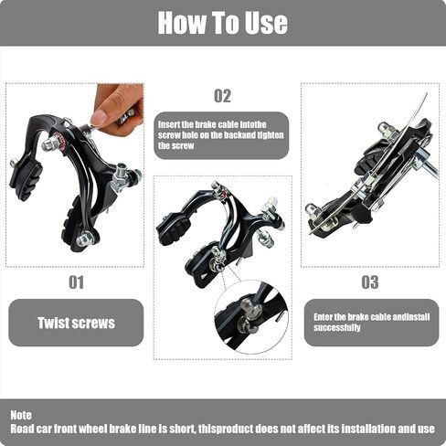 Complete Bike Brakes Set, Front and Rear C-Type Brakes Calipers, Include Inner and Outer Brakes Cables and Bike Brake Levers for MTB Road Bicycle-D-Black in Saudi Arabia