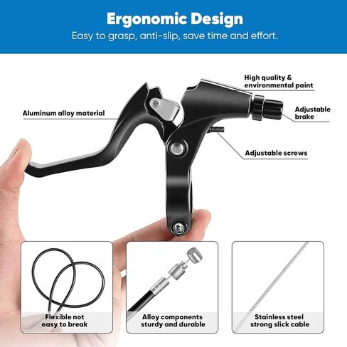 Complete Bike Brakes Set, Front and Rear C-Type Brakes Calipers, Include Inner and Outer Brakes Cables and Bike Brake Levers for MTB Road Bicycle-D-Black in Saudi Arabia