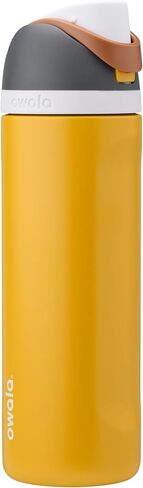 Owala FreeSip Insulated Stainless Steel Water Bottle with Straw for Sports and Travel, BPA-Free Sports Water Bottle, 24 oz, Grey/Yellow, Golden Conquest in Kuwait