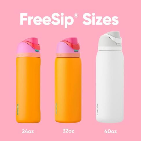 Owala FreeSip Insulated Stainless Steel Water Bottle with Straw for Sports and Travel, BPA-Free Sports Water Bottle, 24 oz, Grey/Yellow, Golden Conquest in Kuwait