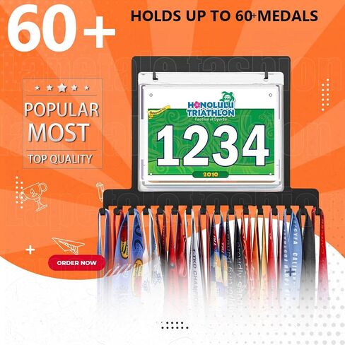 Race Medal Holder Wall Hanger,Marathon Medal Display and Runner Medal Hanger Display,Bib Running Medal Display, Running Medal Hanger Display,Medal Holder for Wall,Gifts For Runners Athlete Luxurious in Kuwait