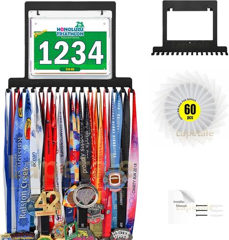 Race Medal Holder Wall Hanger,Marathon Medal Display and Runner Medal Hanger Display,Bib Running Medal Display, Running Medal Hanger Display,Medal Holder for Wall,Gifts For Runners Athlete Luxurious in Kuwait