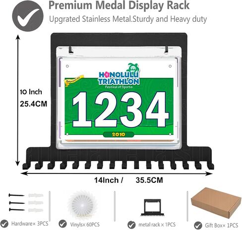 Race Medal Holder Wall Hanger,Marathon Medal Display and Runner Medal Hanger Display,Bib Running Medal Display, Running Medal Hanger Display,Medal Holder for Wall,Gifts For Runners Athlete Luxurious in Kuwait