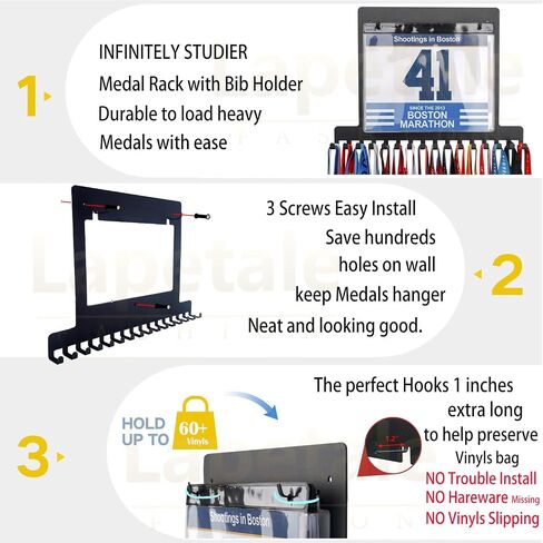 Race Medal Holder Wall Hanger,Marathon Medal Display and Runner Medal Hanger Display,Bib Running Medal Display, Running Medal Hanger Display,Medal Holder for Wall,Gifts For Runners Athlete Luxurious in Kuwait