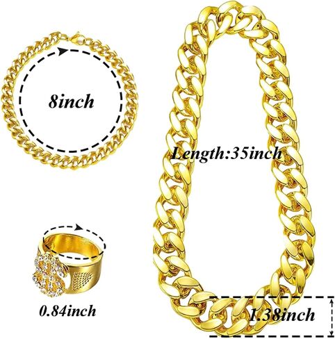 80s 90s Hip Hop Costume Kit Cool Rapper Bucket Hat Accessories Dollar Sign Gold Chain Unisex in Saudi Arabia
