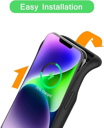 Wireless Charging Case for iPhone 11, 10000mAh High Capacity Portable Rechargeable Protective Battery Case Wireless Charging Compatible with iPhone 11 (6.1 inch) Extended Battery Charger Case (Black) in Kuwait