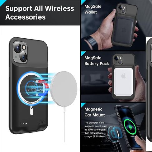 Wireless Charging Case for iPhone 11, 10000mAh High Capacity Portable Rechargeable Protective Battery Case Wireless Charging Compatible with iPhone 11 (6.1 inch) Extended Battery Charger Case (Black) in Kuwait