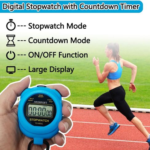 2 Pack Digital Stopwatch Sport Timer ، On/Off Countdown عرض كبير شاشة بسيطة توقف لمدربي الرياضيين PE-Teacher حكام ، RECHANGE AAA بما في ذلك in Kuwait