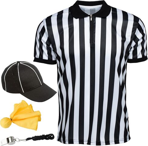 Murray Sporting Goods Men Men's Collared Servere Bundle 4 قطع - قميص الحكم ، القبعة ، العلم ، وزيار الهالوين in Kuwait