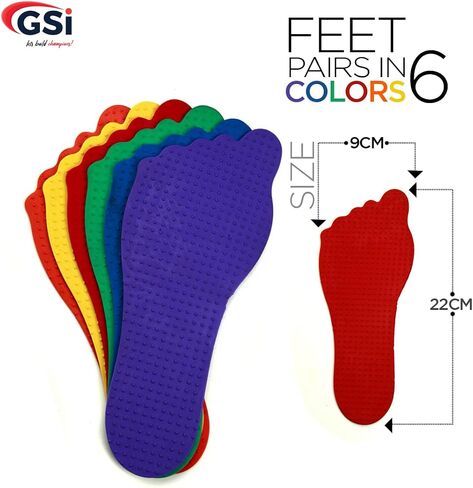 GSi Feet Spot Markers Set of 6 Pairs Non-Toxic Non-Slip in Assorted Colours for Kids Education and Learning in Saudi Arabia