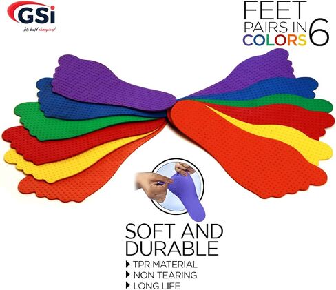 GSi Feet Spot Markers Set of 6 Pairs Non-Toxic Non-Slip in Assorted Colours for Kids Education and Learning in Saudi Arabia