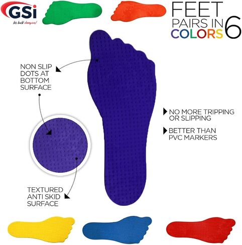 GSi Feet Spot Markers Set of 6 Pairs Non-Toxic Non-Slip in Assorted Colours for Kids Education and Learning in Saudi Arabia