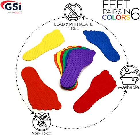 GSi Feet Spot Markers Set of 6 Pairs Non-Toxic Non-Slip in Assorted Colours for Kids Education and Learning in Saudi Arabia