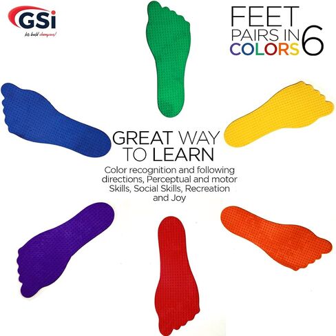 GSi Feet Spot Markers Set of 6 Pairs Non-Toxic Non-Slip in Assorted Colours for Kids Education and Learning in Saudi Arabia
