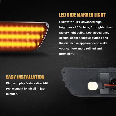 D-Lumina LED Side Marker Lights Smoked Lens White for Honda Civic 2016-2021 10th Gen Civic Sedan Coupe Hatchback, Front Bumper Fender Side Marker Light, Replace OEM Sidemarker Lamps, Pack of 2 in Saudi Arabia