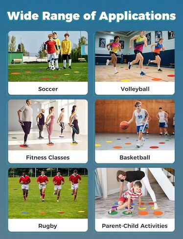 GHB 4" or 9" Poly Spot Markers Agility Dot for Gym/PE Training, Dance,12 Pcs Round Multiple Color Size Rubber Non-Slip Spot Marker for Games, Floor Dots and Sport Activities (9 Inch 12Pcs) in Saudi Arabia