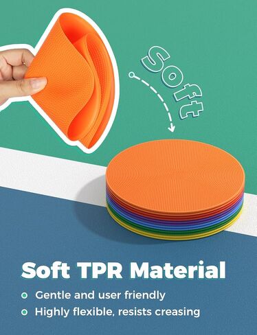 GHB 4" or 9" Poly Spot Markers Agility Dot for Gym/PE Training, Dance,12 Pcs Round Multiple Color Size Rubber Non-Slip Spot Marker for Games, Floor Dots and Sport Activities (9 Inch 12Pcs) in Saudi Arabia