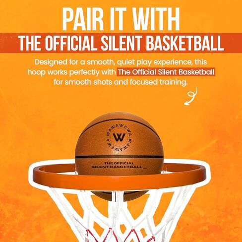 كرة السلة الصامتة الرسمية الداخلية-بلاستيك متين ، وكرة سلة كبيرة مثبتة على الحائط مع تصميم غير ضوضاء + لاصق وبرغي-للاستخدام مع كرة السلة الصامتة فقط in Kuwait