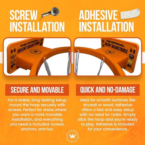 كرة السلة الصامتة الرسمية الداخلية-بلاستيك متين ، وكرة سلة كبيرة مثبتة على الحائط مع تصميم غير ضوضاء + لاصق وبرغي-للاستخدام مع كرة السلة الصامتة فقط in Kuwait