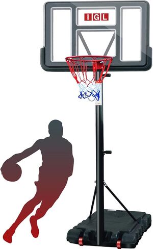 IGL Portable Basketball Hoop, 5.6-10FT Adjustable Basketball Goal System, 40/44 Inch Outdoor Basketball Hoop & Goals for Kids, Youth, and Adults in The Backyard, Driveway with PC Backboard in Kuwait