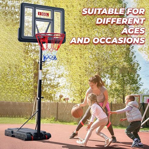 IGL Portable Basketball Hoop, 5.6-10FT Adjustable Basketball Goal System, 40/44 Inch Outdoor Basketball Hoop & Goals for Kids, Youth, and Adults in The Backyard, Driveway with PC Backboard in Kuwait