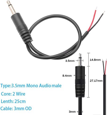 10pcs 25cm 3.5mm 1/8 "Mono Audio Female Jack to Bare Wire Open End Cable ، TS 2POOLE CONNECTOR CABY CABIAT in Kuwait