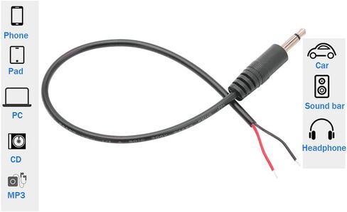10pcs 25cm 3.5mm 1/8 "Mono Audio Female Jack to Bare Wire Open End Cable ، TS 2POOLE CONNECTOR CABY CABIAT in Kuwait