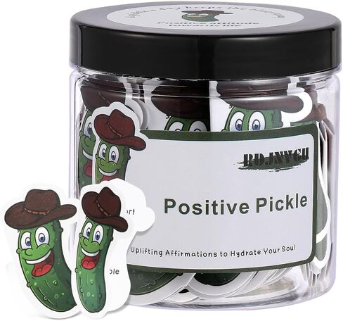 60 Positive Pickle Cards Jar, Non-repetitive Positive Affirmation Cards for Women, Emotional Support Pickle, Dad Gifts, Inspirational Gifts for Women, Mom, Dad and Teens(Orange) in Kuwait