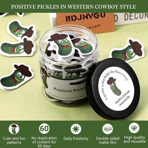 60 Positive Pickle Cards Jar, Non-repetitive Positive Affirmation Cards for Women, Emotional Support Pickle, Dad Gifts, Inspirational Gifts for Women, Mom, Dad and Teens(Orange) in Kuwait