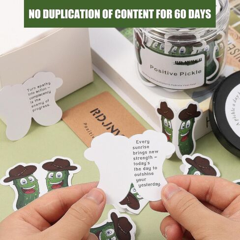 60 Positive Pickle Cards Jar, Non-repetitive Positive Affirmation Cards for Women, Emotional Support Pickle, Dad Gifts, Inspirational Gifts for Women, Mom, Dad and Teens(Orange) in Kuwait