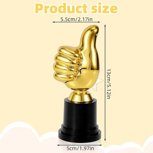 Golden Thumbs Up Trophy, 5.12in Engraving Funny Plastic Winner Award Status Sculpture for Celebrations Sports Game Classroom Job Football Competition Rewards Gift for Humorous Recognition in Saudi Arabia