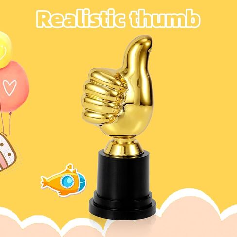 Golden Thumbs Up Trophy, 5.12in Engraving Funny Plastic Winner Award Status Sculpture for Celebrations Sports Game Classroom Job Football Competition Rewards Gift for Humorous Recognition in Saudi Arabia