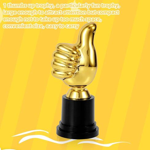 Golden Thumbs Up Trophy, 5.12in Engraving Funny Plastic Winner Award Status Sculpture for Celebrations Sports Game Classroom Job Football Competition Rewards Gift for Humorous Recognition in Saudi Arabia