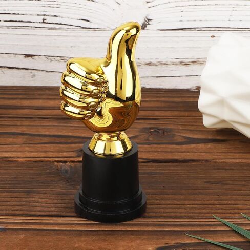 Golden Thumbs Up Trophy, 5.12in Engraving Funny Plastic Winner Award Status Sculpture for Celebrations Sports Game Classroom Job Football Competition Rewards Gift for Humorous Recognition in Saudi Arabia