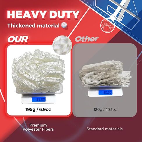 Basketball Net (6.9 oz), Professional 12 Loops Basketball Net Replacement, Heavy Duty Basketball Hoop Net Outdoor, Premium Basketball Nets for All Weather Anti Whip, Fits All Standard Rims in Saudi Arabia