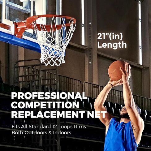 Basketball Net (6.9 oz), Professional 12 Loops Basketball Net Replacement, Heavy Duty Basketball Hoop Net Outdoor, Premium Basketball Nets for All Weather Anti Whip, Fits All Standard Rims in Saudi Arabia